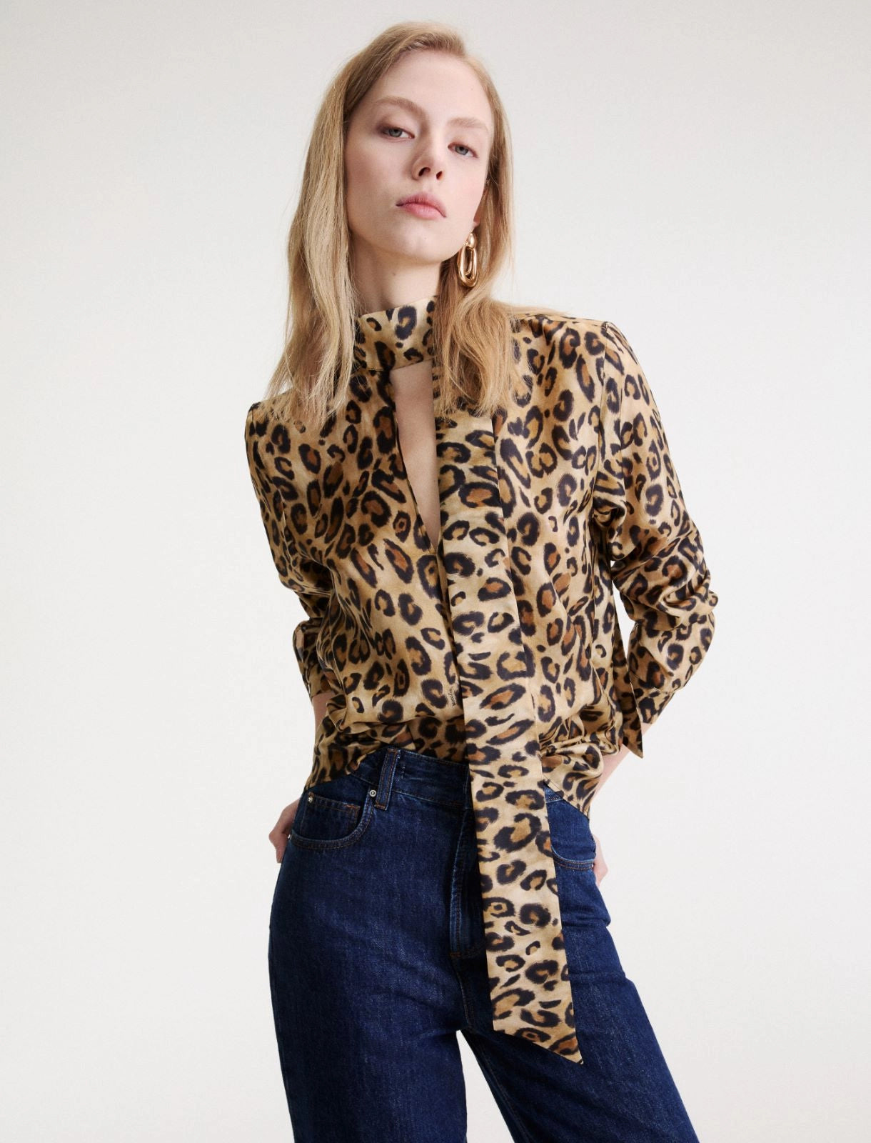 Marella Sport Beige Animal Print Habutai Silk Shirt