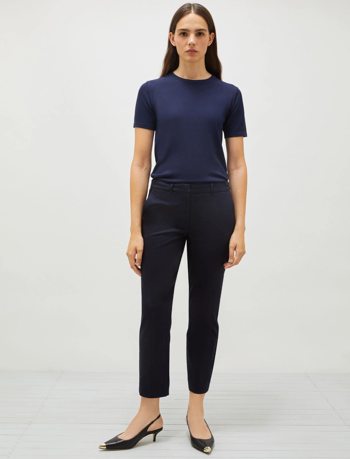 Marella navy stretch cotton trouser Miele
