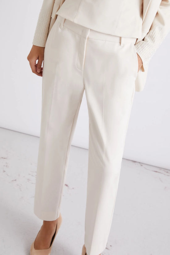 Marella White Stretch Cotton-Blend Trousers MLLGHIAND