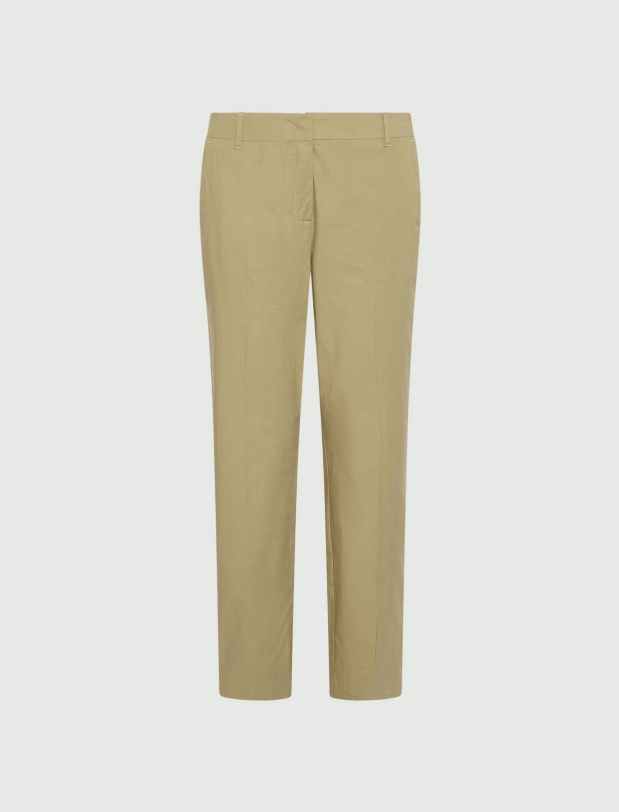 Marella Khaki Slim Leg Cropped Stretch Cotton Poplin Trousers