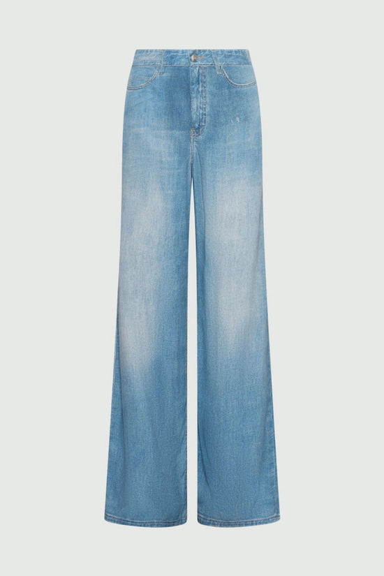 Marella Sport Blue Flowing Viscose-Blend 5-Pocket Trousers