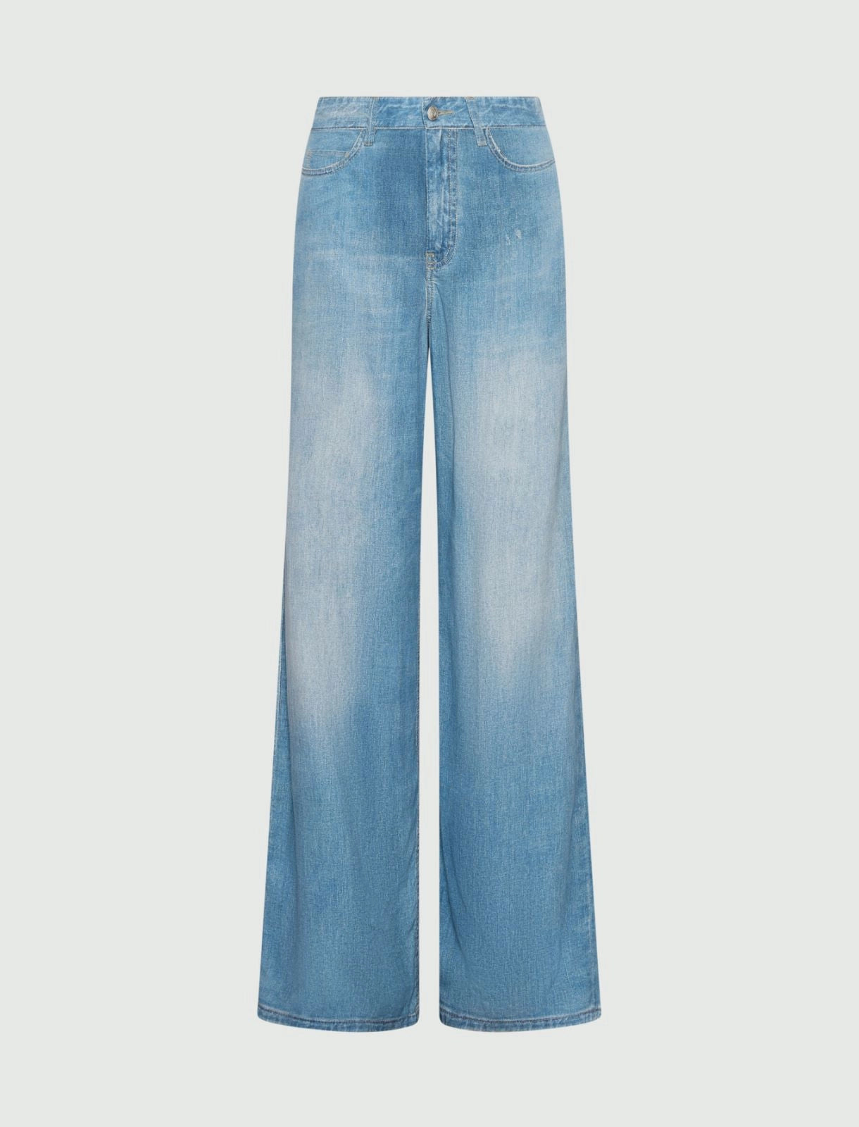Marella Sport Blue Flowing Viscose-Blend 5-Pocket Trousers