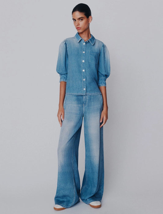 Marella Sport Blue Flowing Viscose-Blend 5-Pocket Trousers MLSPAGINA