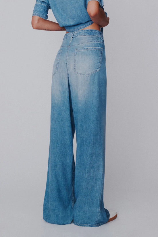 Marella Sport Blue Flowing Viscose-Blend 5-Pocket Trousers