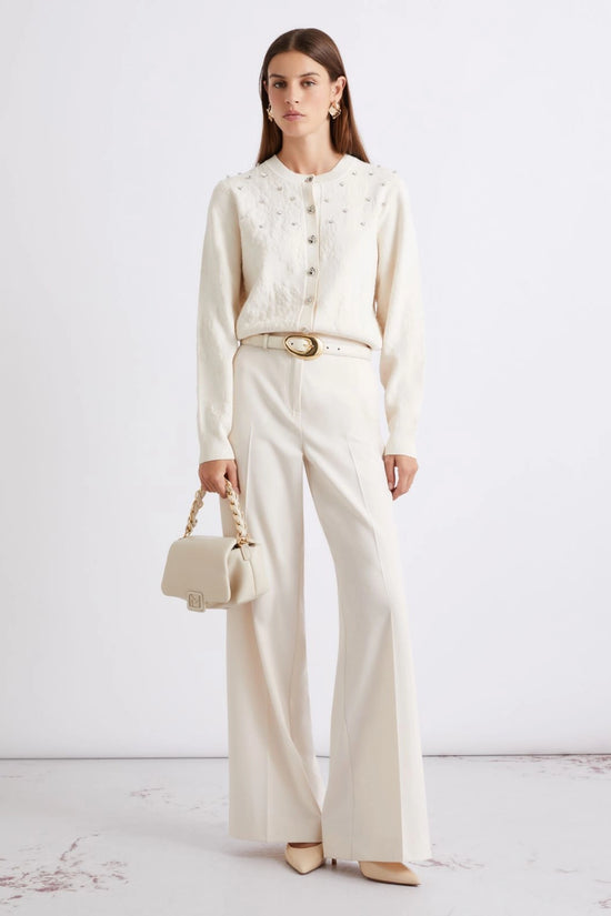 Marella White Straight-fit Stretch Canvas Trousers MLLSEQUOIA