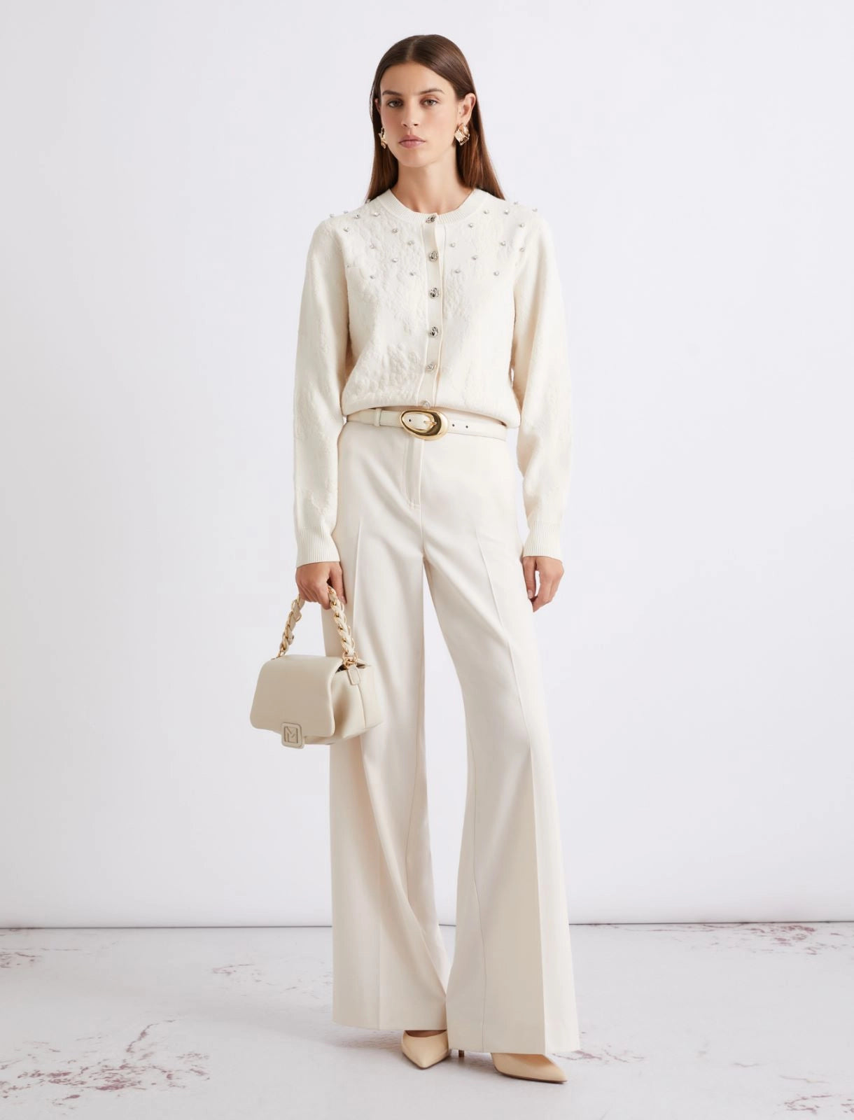 Marella White Straight-fit Stretch Canvas Trousers MLLSEQUOIA