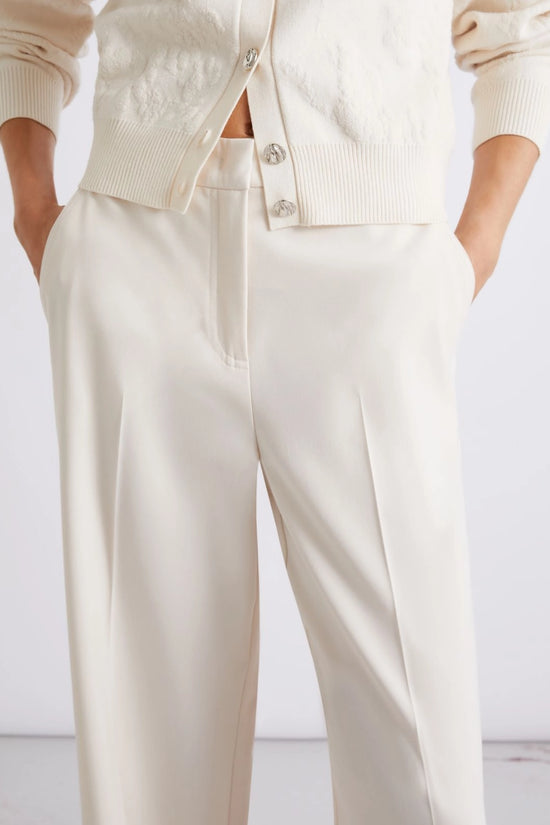Marella White Straight-fit Stretch Canvas Trousers MLLSEQUOIA