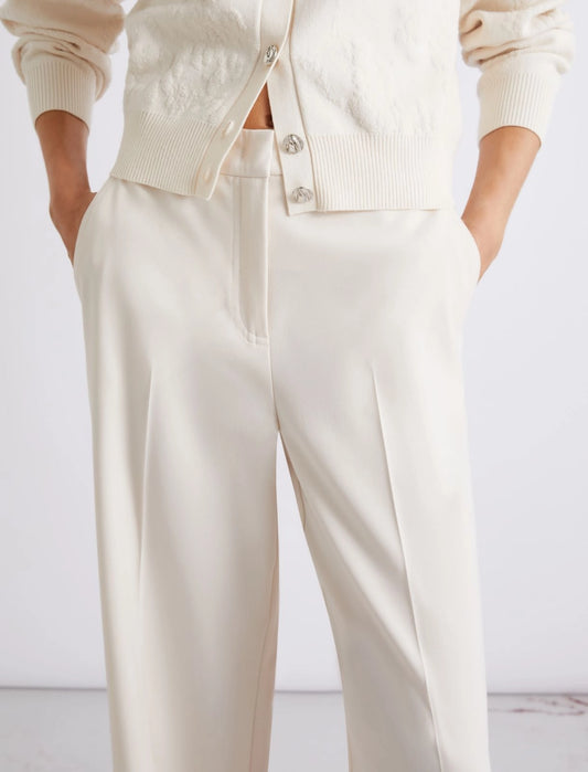 Marella White Straight-fit Stretch Canvas Trousers MLLSEQUOIA