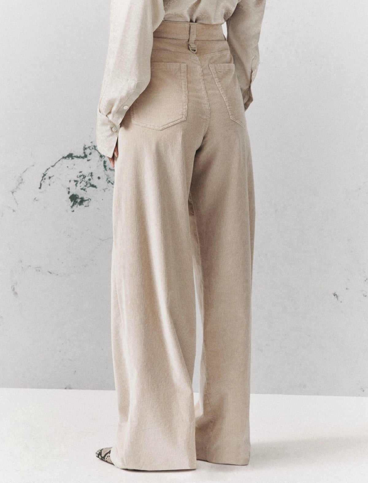 Marella Turtledove Wide Leg Corduroy Trousers