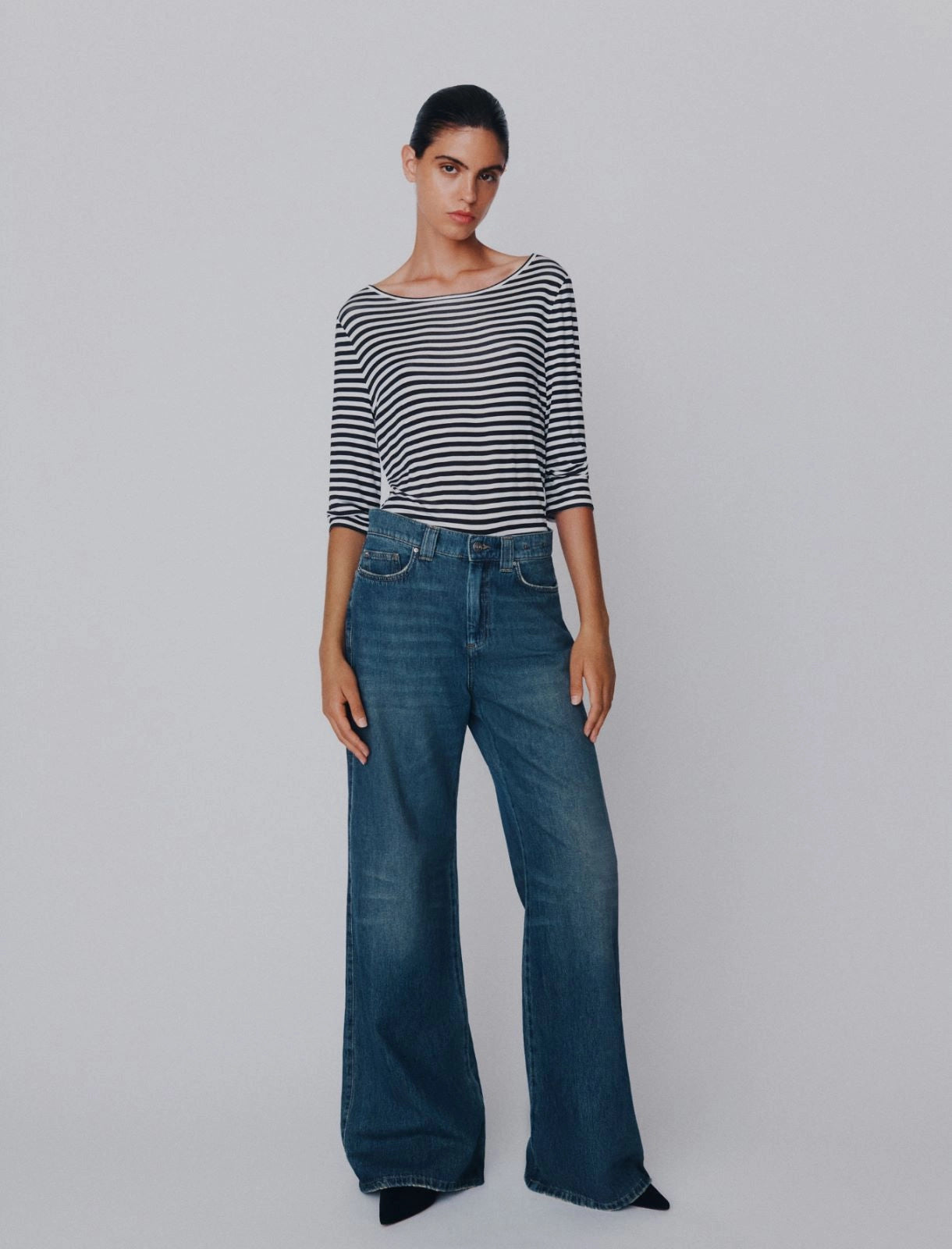 Marella Navy High Waisted Wide Leg Jeans MLSWLEG