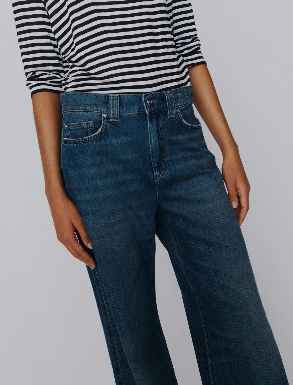 Marella Navy High Waisted Wide Leg Jeans MLSWLEG