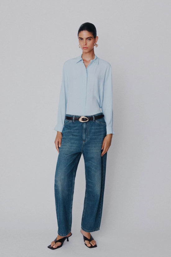 Marella Navy High-Waisted Mom-Fit Jeans