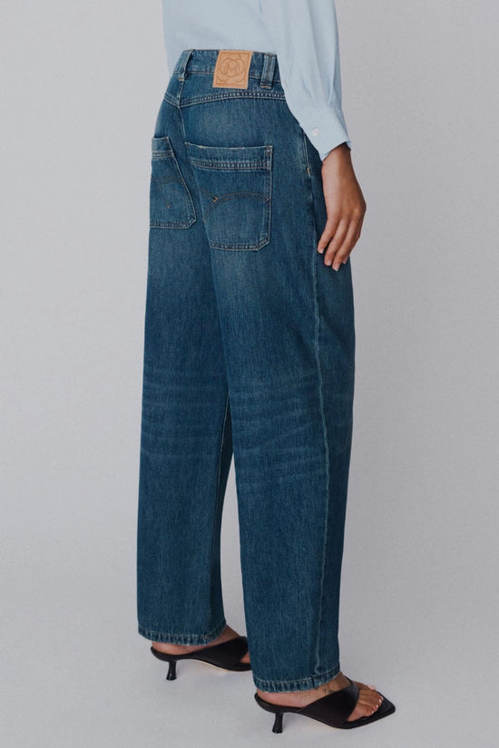 Marella Navy High-Waisted Mom-Fit Jeans