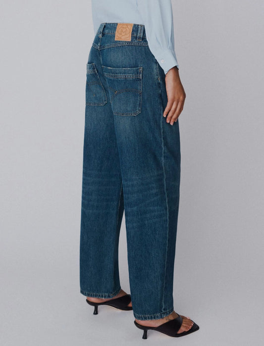 Marella Navy High-Waisted Mom-Fit Jeans
