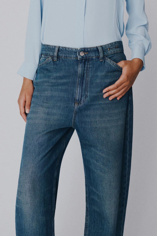 Marella Navy High-Waisted Mom-Fit Jeans