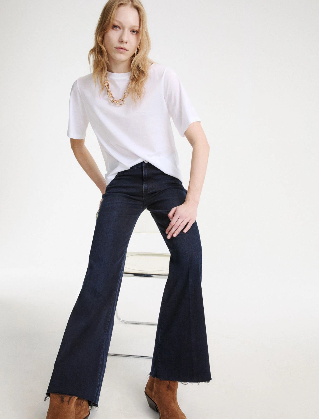 Marella Midnight Cropped Wide-Leg Jeans