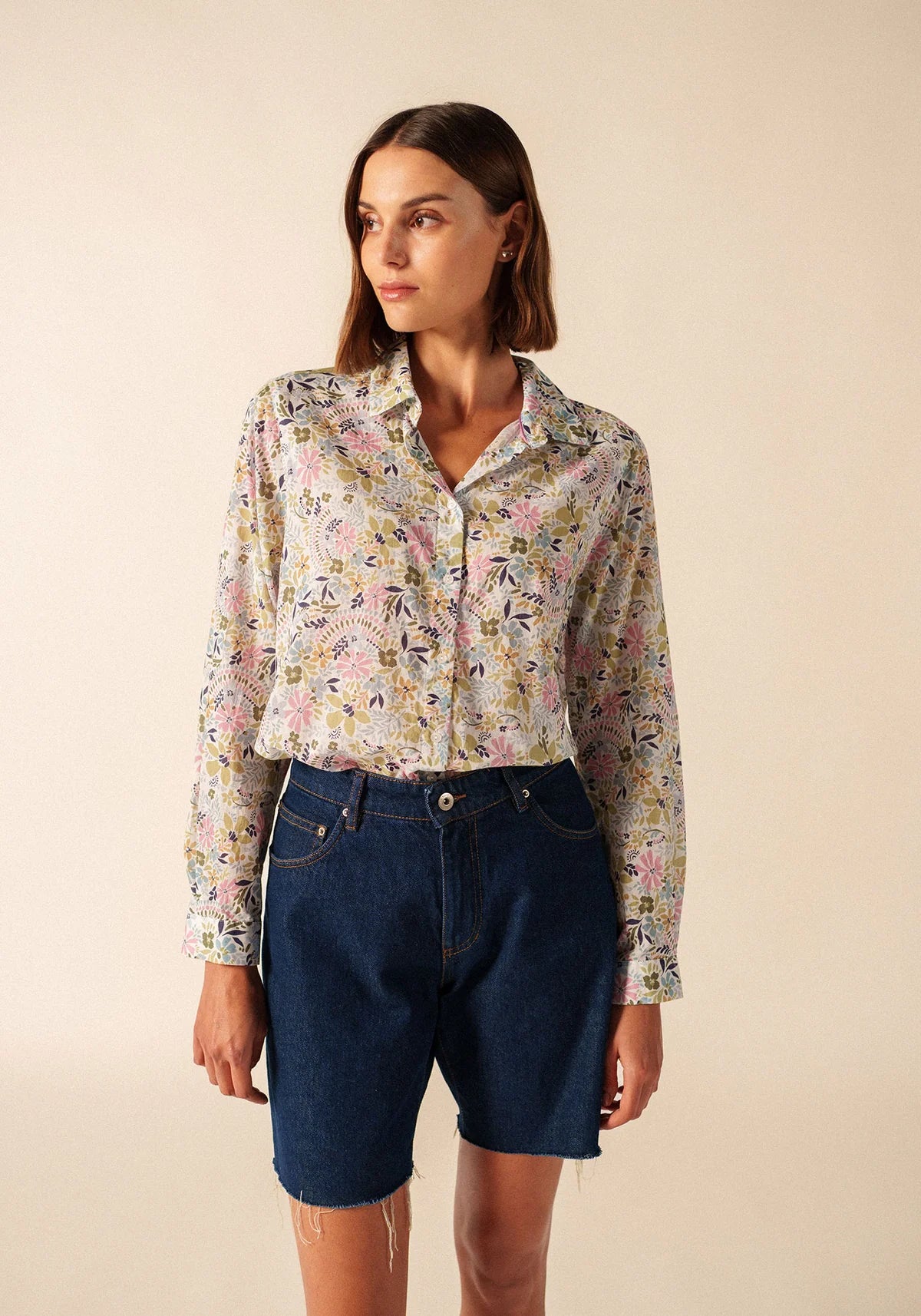 Saint James Floral Print Long Sleeves Cotton Shirt JEANNE ML 3213