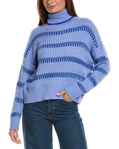 Brodie WISPR Azure Oversized Wave Stitch Cotton Roll Neck Sweater