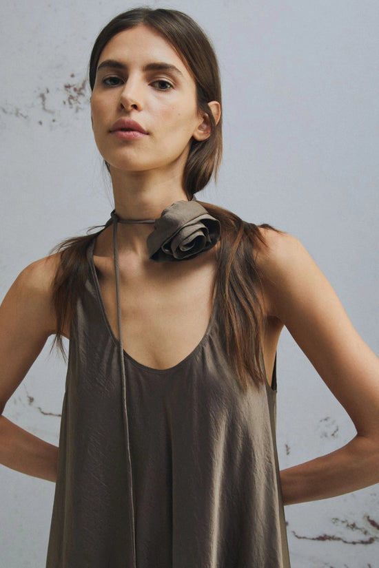 Marella Brown Loose Fit Crinkle Twill Maxi Dress MLMALCOOL