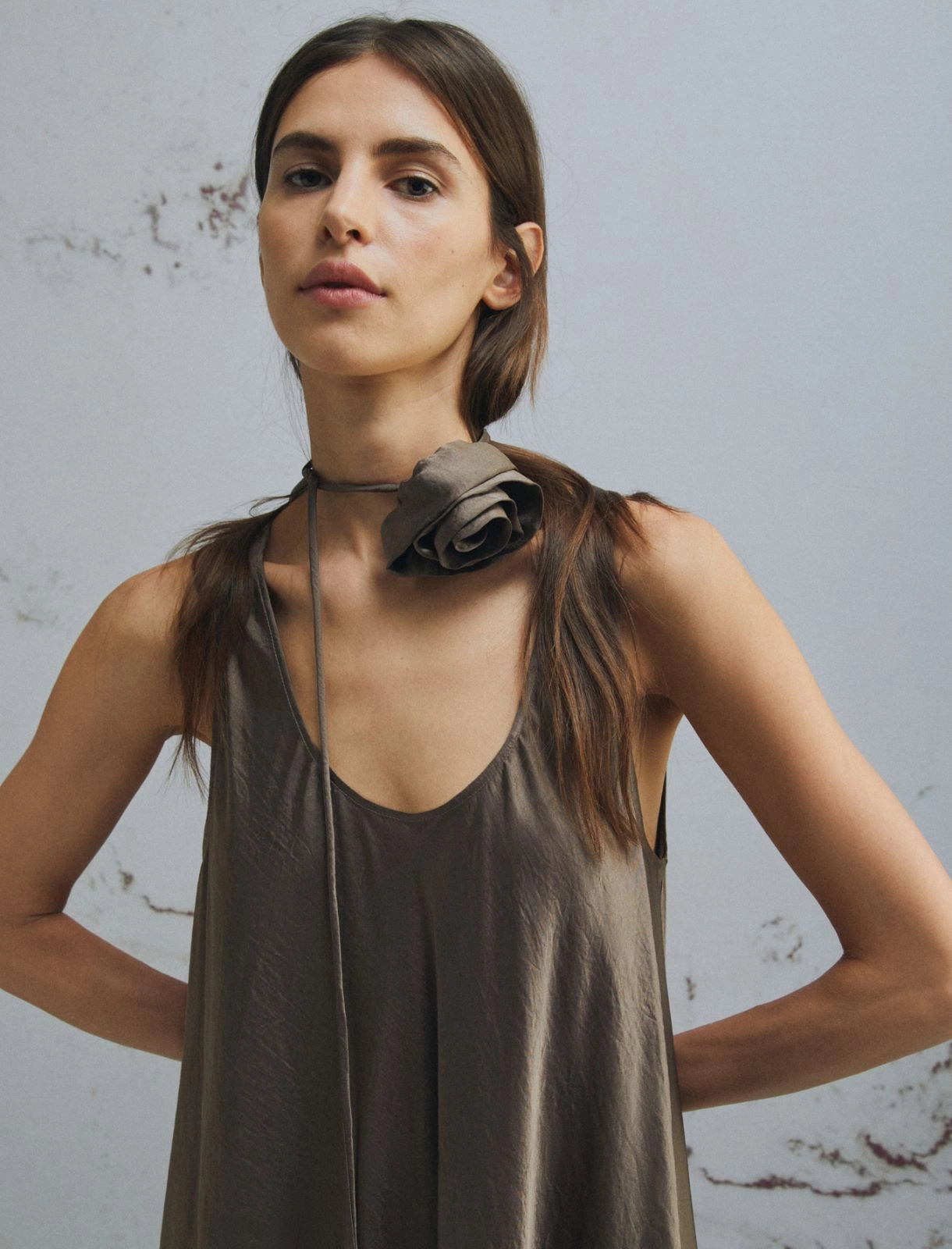 Marella Brown Loose Fit Crinkle Twill Maxi Dress MLMALCOOL