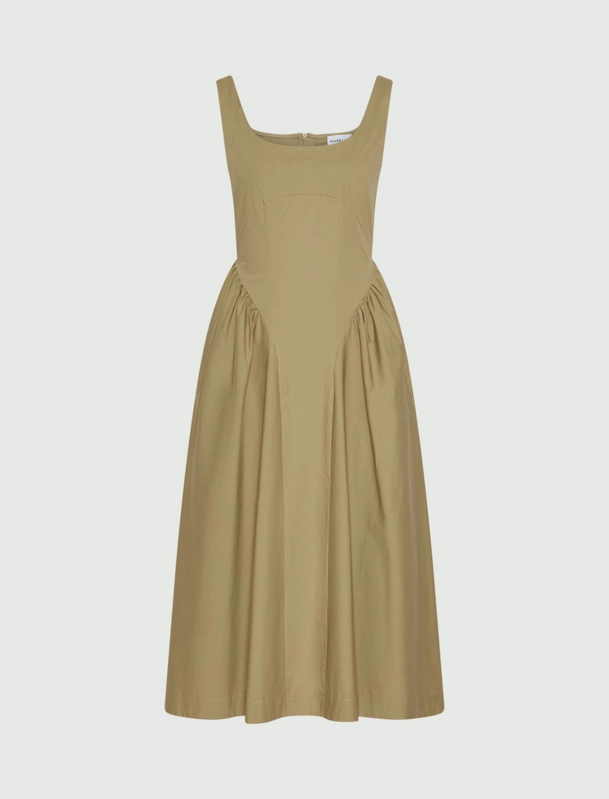 Marella Khaki Sleeveless Slim-Fit Poplin Dress MLLENFASI