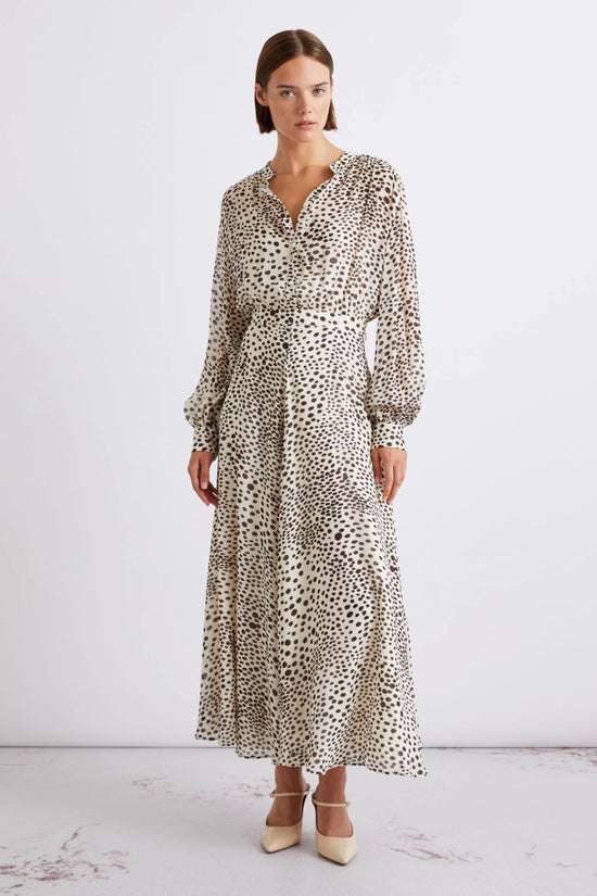 Marella Cream Print Long printed Georgette Shirt Dress MLLMASTRO