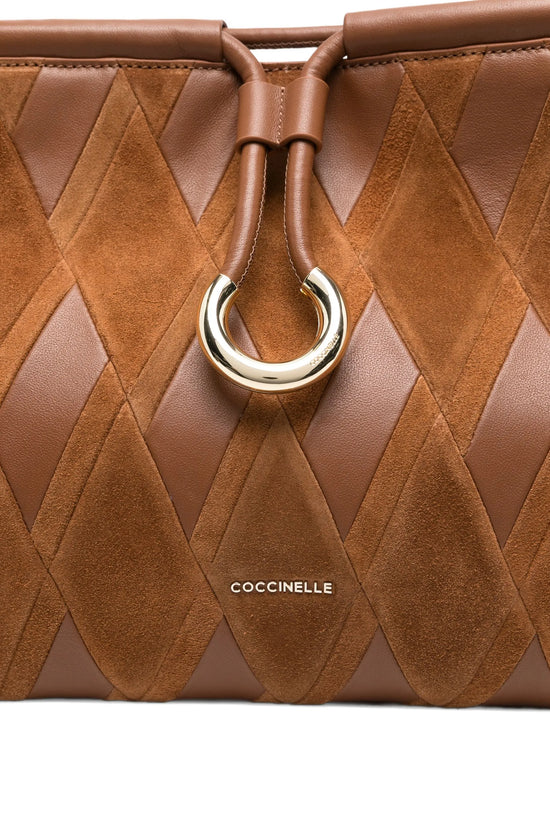 Coccinelle Cognac Lisbet Suede Tote Bag E1T1H180101