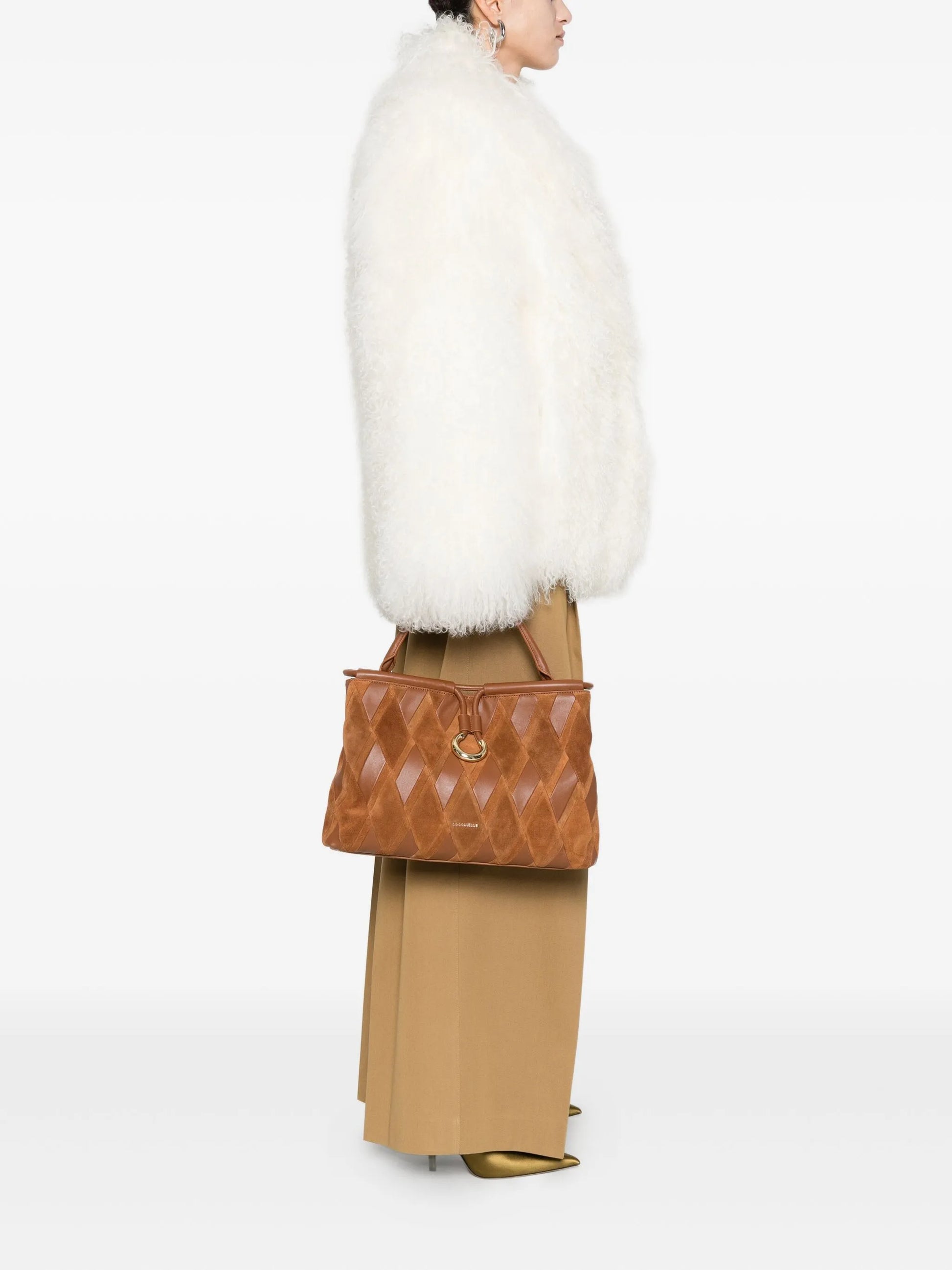 Coccinelle Cognac Lisbet Suede Tote Bag E1T1H180101