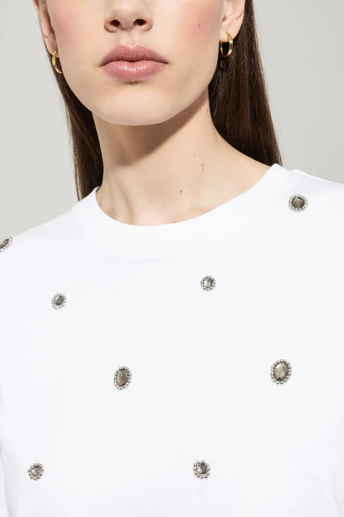 Luisa Cerano white embellished t-shirt 328280