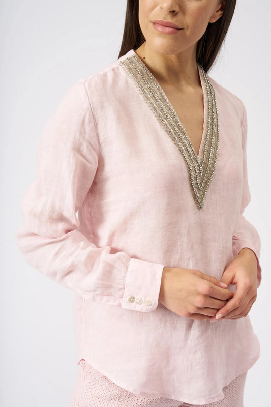 120 Lino beaded neckline top 1357 B317