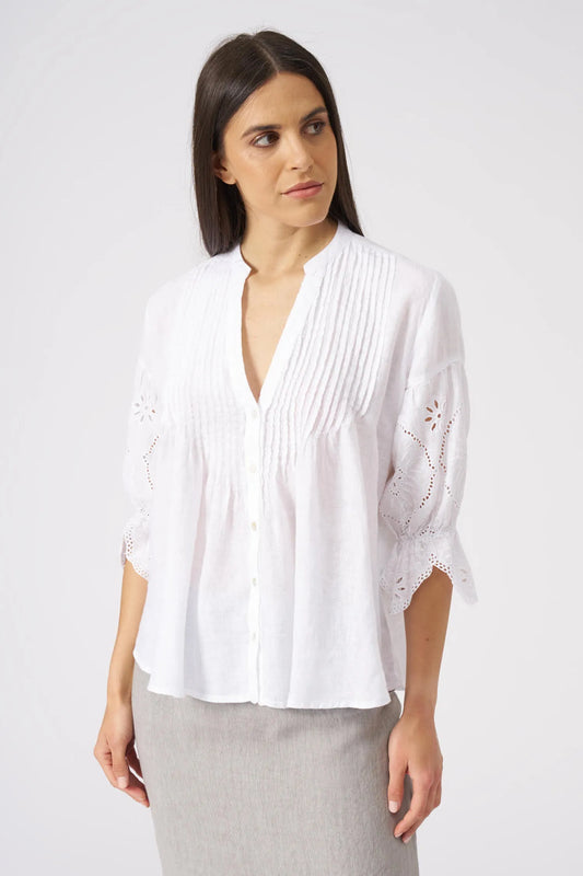 120 Lino pleated front shirt IPJ3 B317