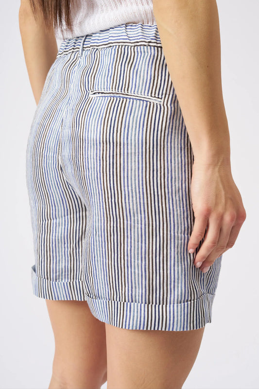 120 Lino striped shorts