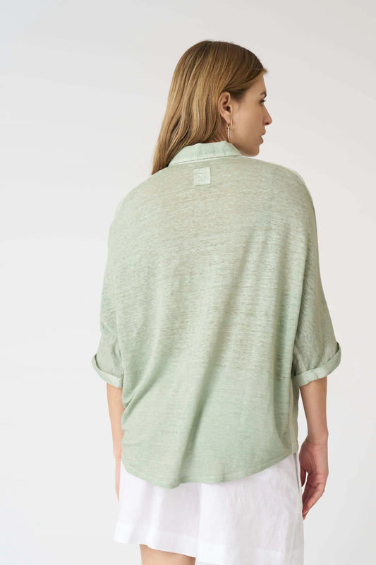 120 Lino 3/4 sleeve linen shirt 7210B568