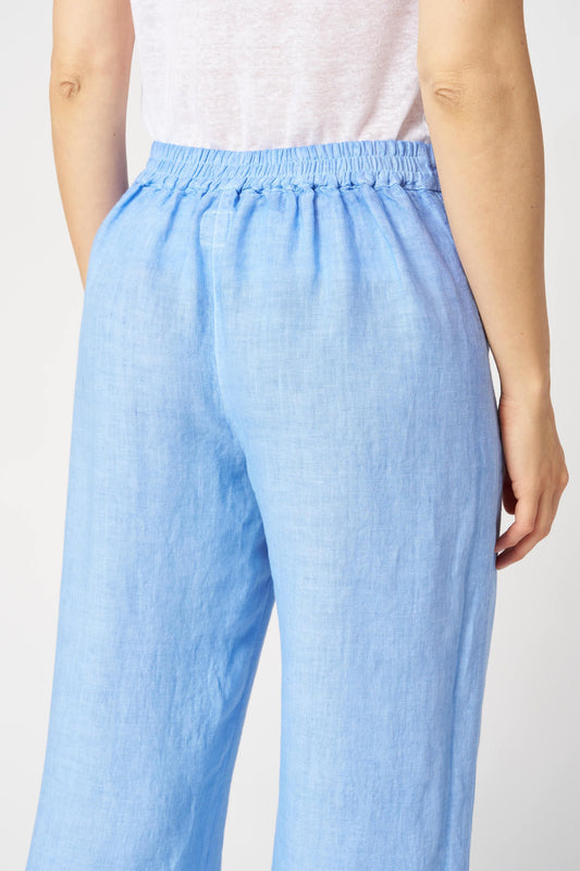 120 Lino Sky Blue Wide Leg Linen Trousers 33ALIW29CO