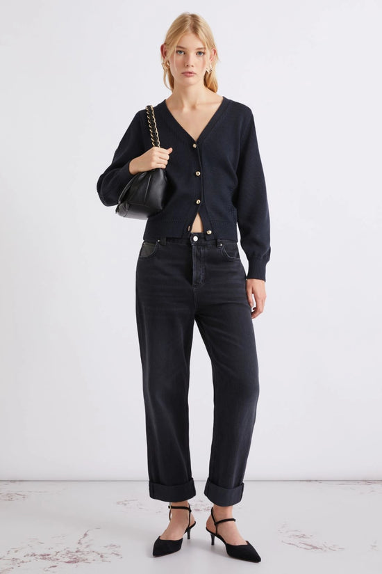 Marella Sport Navy Slim Fit V Neck Cardigan MLSPOLIS