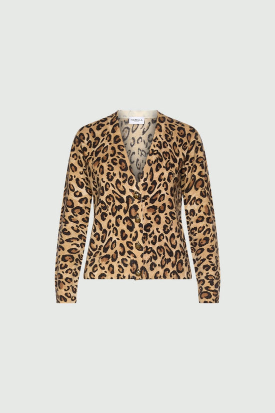 Marella Sport Beige Animal Print Wool Cardigan