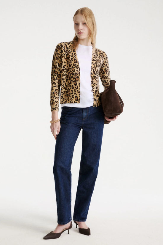Marella Sport Beige Animal Print Wool Cardigan