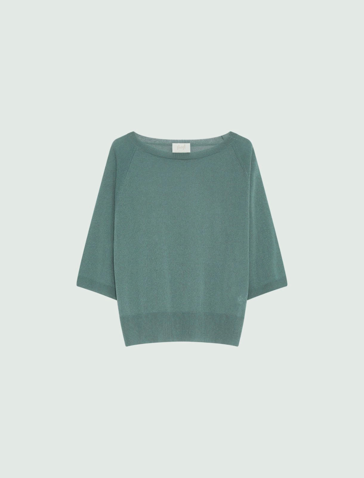 Marella Green Tulle-Look 3/4 Sleeve Viscose Sweater