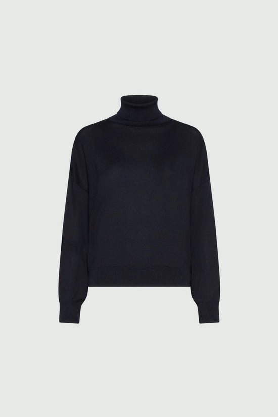 Marella Sport Navy Soft Lyocell Polo-Neck Sweater