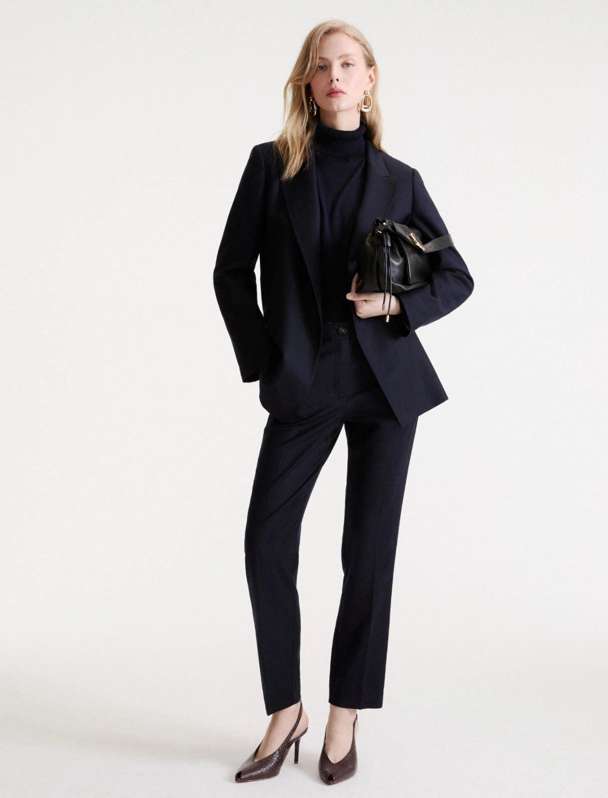 Marella Sport Navy Soft Lyocell Polo-Neck Sweater