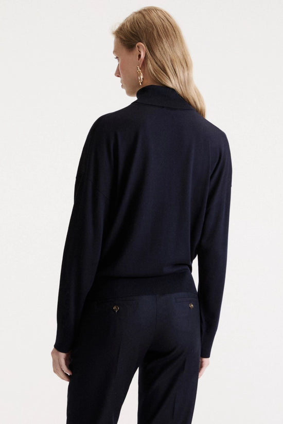 Marella Sport Navy Soft Lyocell Polo-Neck Sweater