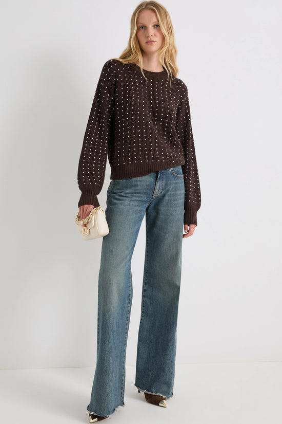 Marella Rhinestone Sweater Todi-BROWN