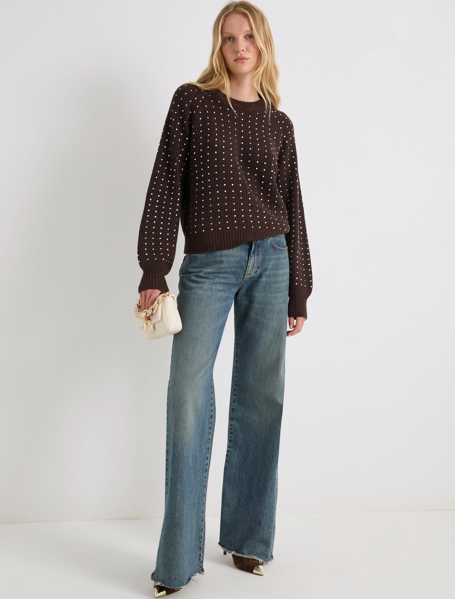 Marella Rhinestone Sweater Todi-BROWN
