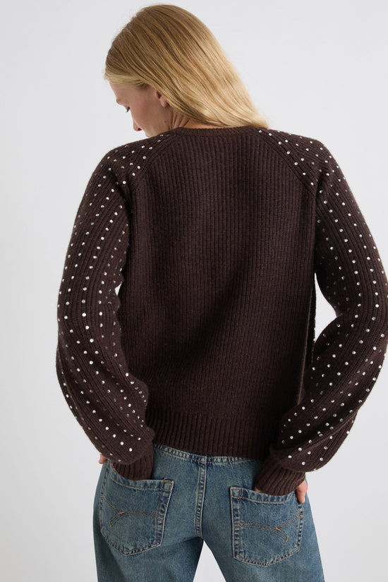 Marella Rhinestone Sweater Todi-BROWN