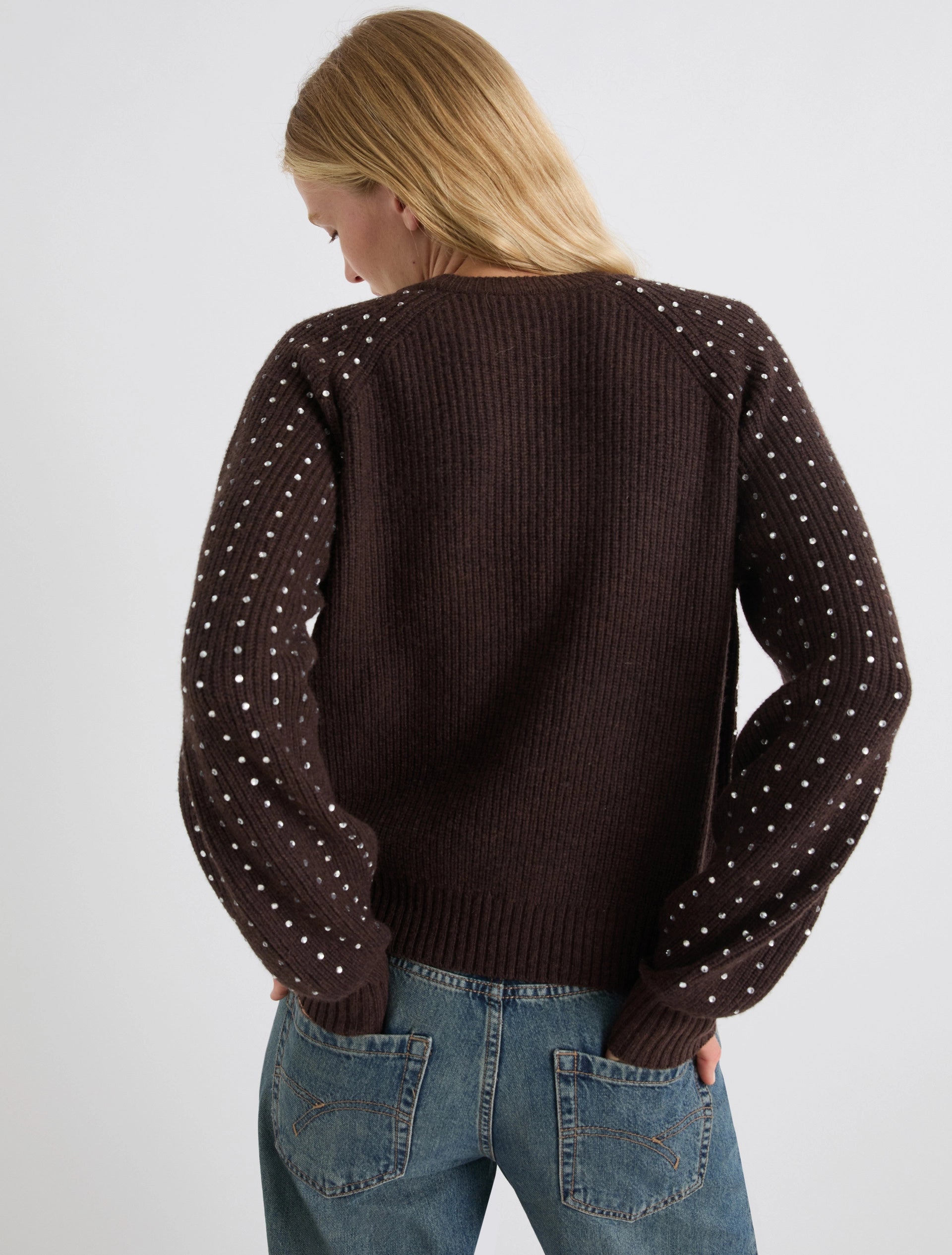 Marella Rhinestone Sweater Todi-BROWN
