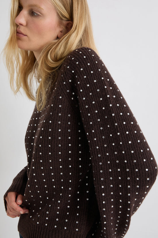 Marella Rhinestone Sweater Todi-BROWN