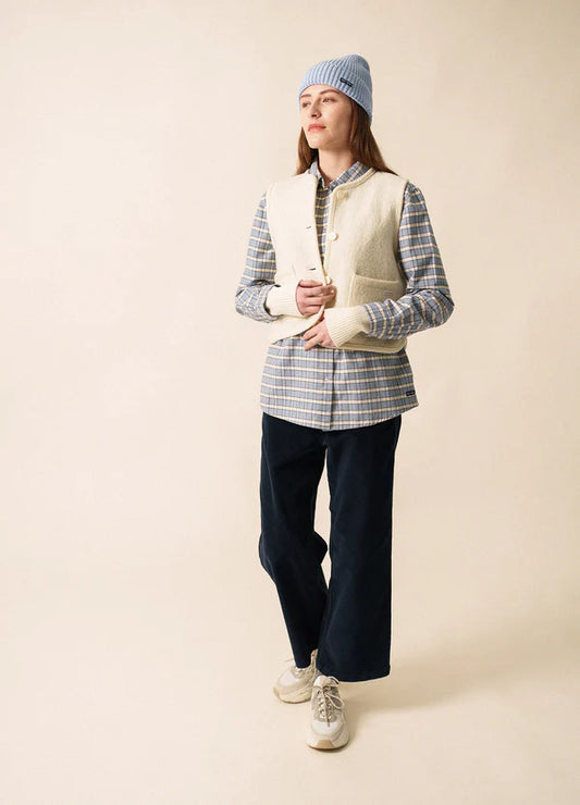 Saint James boiled wool gilet in white 3377 Jura