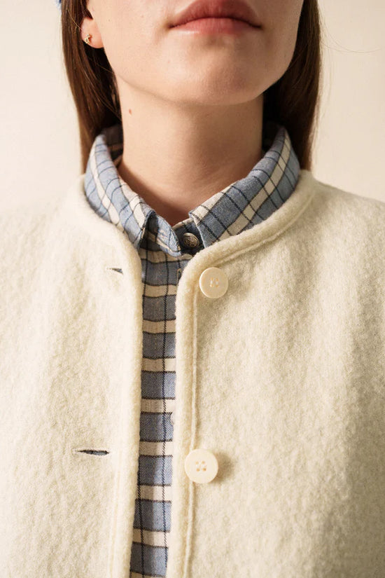 Saint James boiled wool gilet in white 3377 Jura