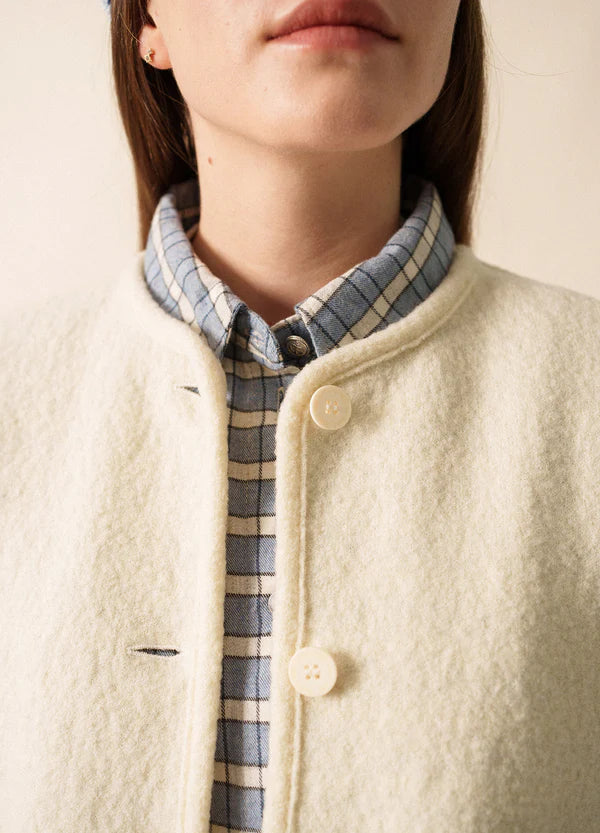 Saint James boiled wool gilet in white 3377 Jura