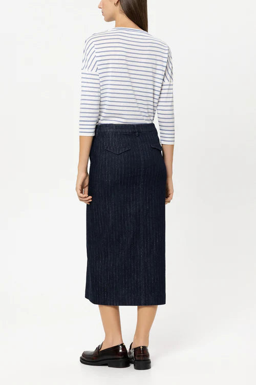 Luisa cerano Blue Striped T- Shirt with Ribbed Detail 338351